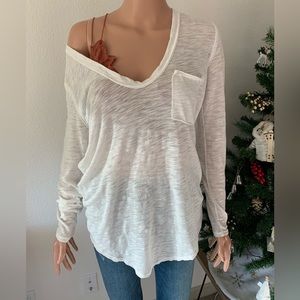 We The Free Oversized Long Sleeve White T-Shirt